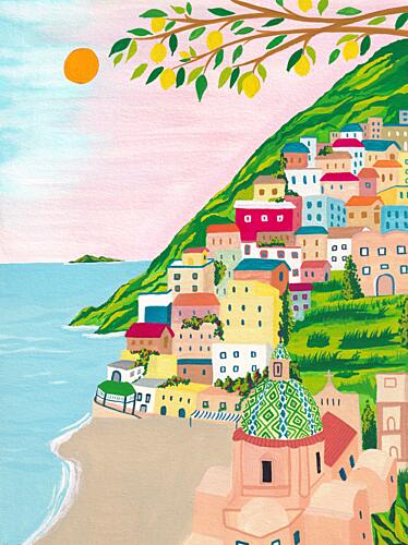 Lemons over Positano Art Print by Zarish Chaudhry