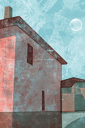 Moonlit House Reflection Art Print by Apostrofo Design