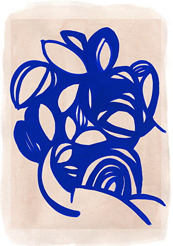 Blue Abstract Floral Art Print by Jenja Braun