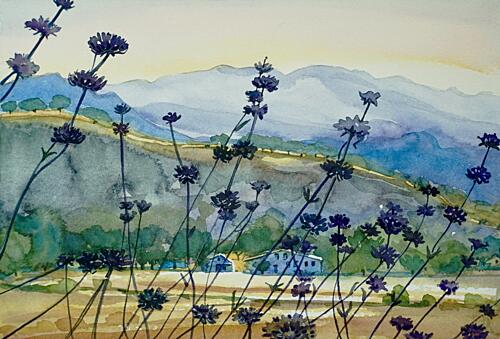 Lavender Mountain View Art Print