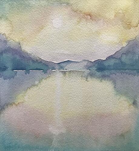 Pastel Mountain Lake Art Print