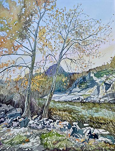 Tranquil Autumn River Art Print