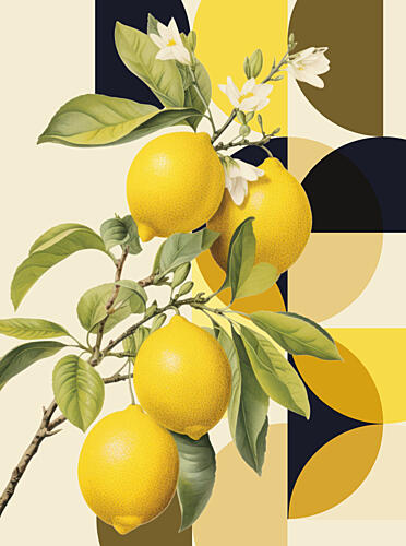 Fresh Lemons Geometric Shapes Art Print