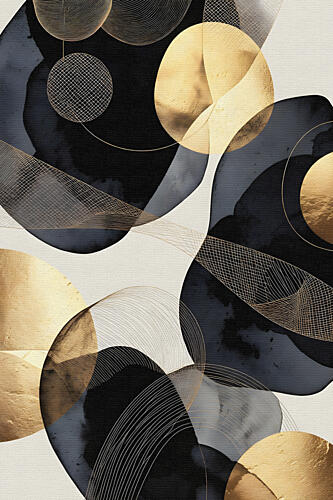 Golden Indigo Flow Gold Print