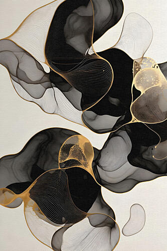 Flowing Black Gold Gold Print