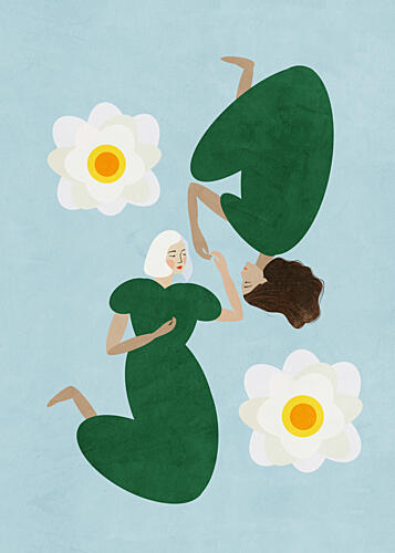 Water Lily Sisters Art Print