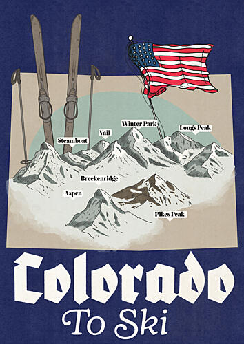 Vintage Colorado Ski Art Print