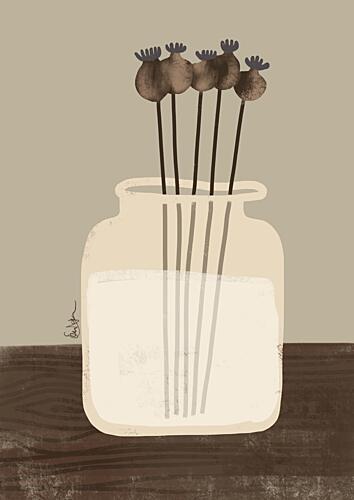Dried Poppies Still Life Art Print by Elsa Natterdal