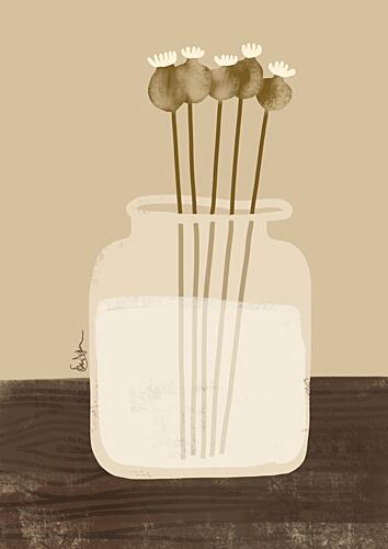 Rustic Poppy Still Life Art Print by Elsa Natterdal
