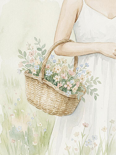 Basket of Wildflowers Art Print