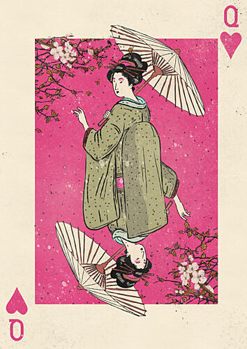 Cherry Blossom Geisha Art Print