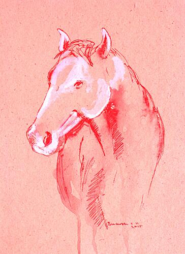 Red Horse Sketch Art Print