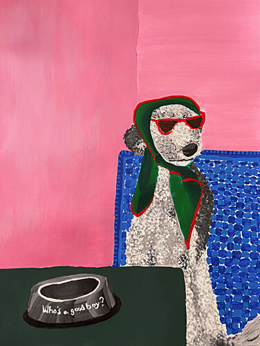 Fashionable Poodle Pop art reproduction