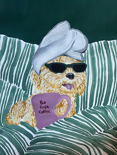 Chill Dog Coffee Art Print by Idah Christina