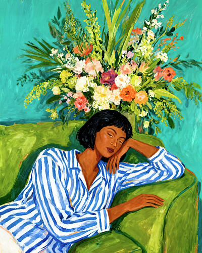 Sleeping Woman Blooms Art Print