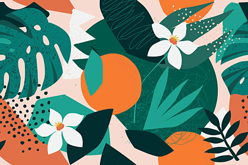 Vibrant Tropical Oranges Art Print by Angelina Bambina