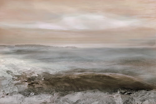Misty Coastal Serenity Art Print