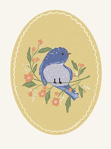 Whimsical Garden Bird Art Print