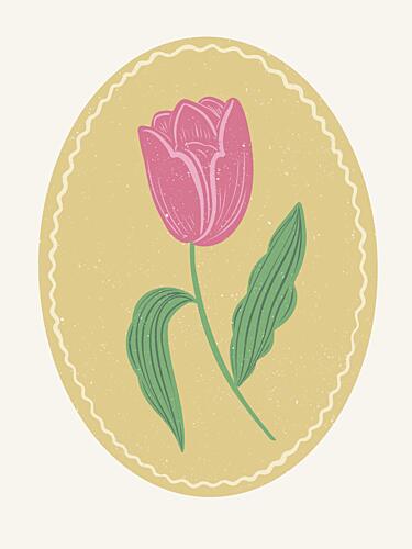 Vintage Pink Tulip Art Print