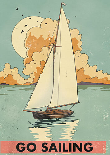 Vintage Sailboat Serenity Art Print