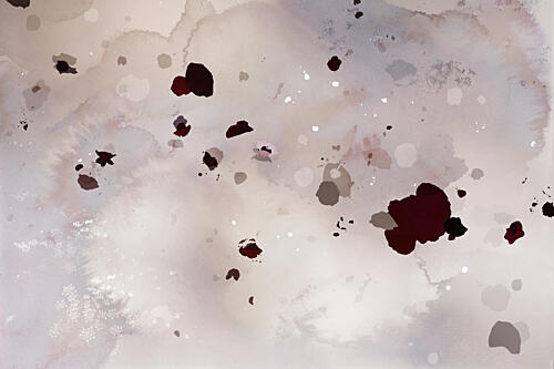 Deep Red Abstract Splatter Art Print by Miriam Stayte