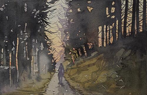 Twilight Forest Walk Art Print