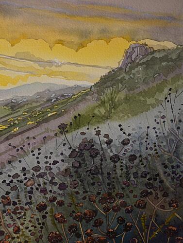 Golden Mountain Sunset Gold Print