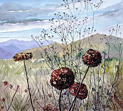 Wildflowers and Mountains Art Print