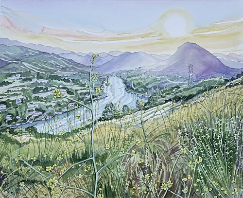 River Valley Sunrise Gold Print