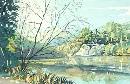 Serene Lakeside Reflections Art Print