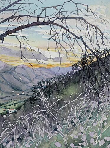 Sunset Mountain Valley Art Print