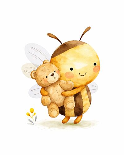 Cute Bee and Teddy Bear Art Print