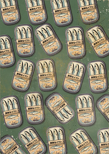 Vintage Sardine Can Pattern Art Print