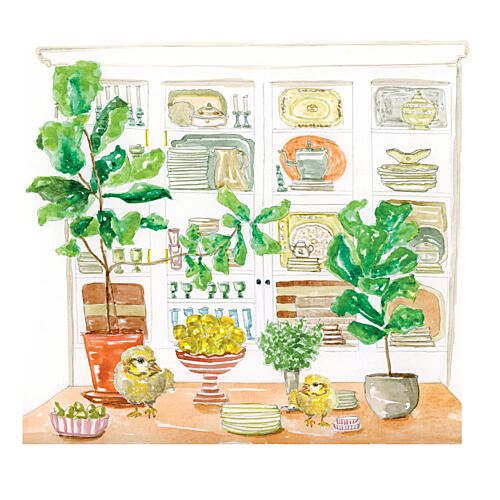 Cozy Kitchen Chicks Art Print