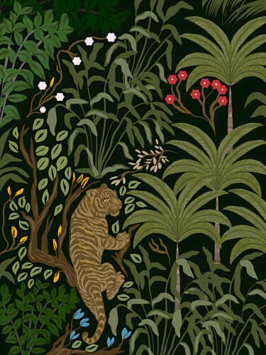 Tiger in Lush Jungle Tropical Print