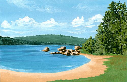 Peaceful Shore View Art Print by Jasmine Goodwin