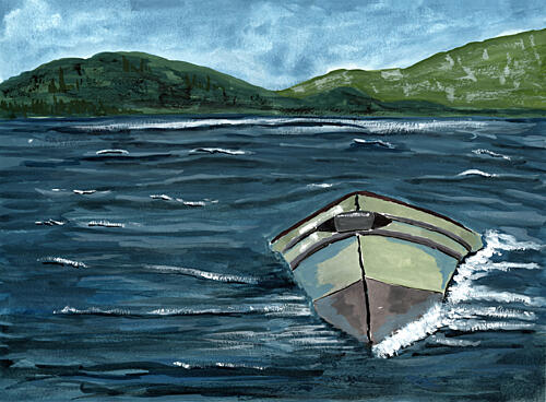 Mountain Lake Boat Art Print by Jasmine Goodwin