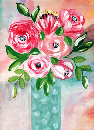 Vibrant Pink Flowers Vase Art Print by Jasmine Goodwin