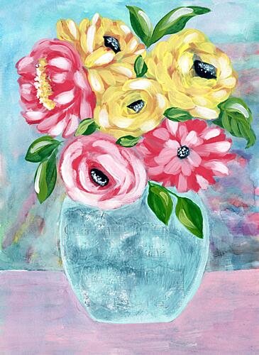 Happy Blooms in Vase Art Print by Jasmine Goodwin