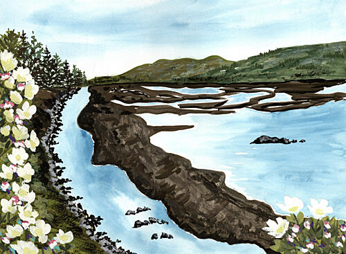 Tranquil Coastal Bloom Art Print by Jasmine Goodwin