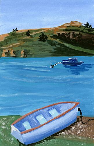 Peaceful Coastal Scene Art Print by Jasmine Goodwin