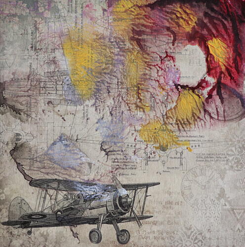 Biplane Travel Map Art Print by Santhosh ch