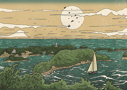 Japanese Islands Lighthouse Art Print