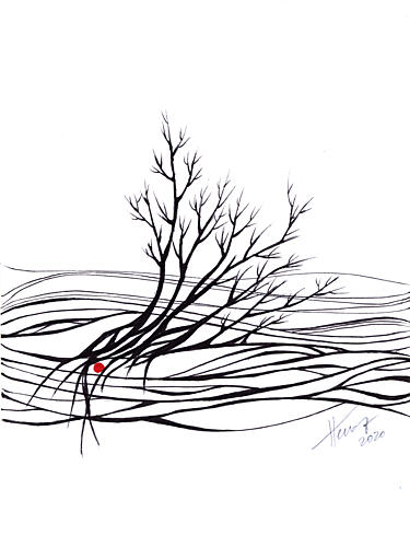 Minimalist Tree Red Dot Art Print