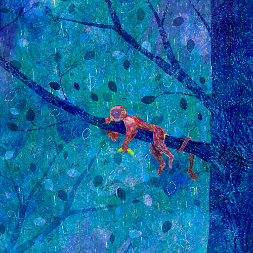 Sleepy Jungle Monkey Art Print