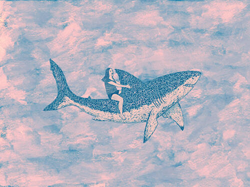 Sky Shark Rider Art Print