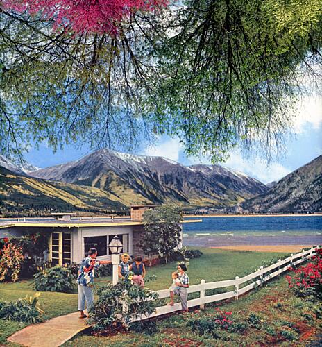 Lakeside Family Home Art Print