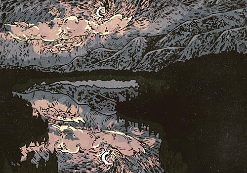 Moonlit Mountain Lake Art Print