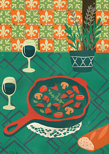 Cozy French Dinner Art Print
