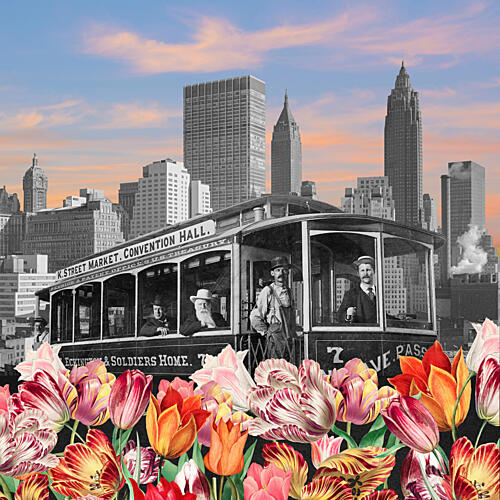 Surreal City Blooms Art Print